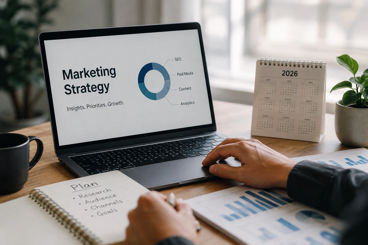 Digital marketing strategy planning workspace